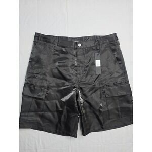 NovaMen McGaw‎ Cargo Shorts Men's 36 Black shimmer Flat Front Casual Outdoor NWT